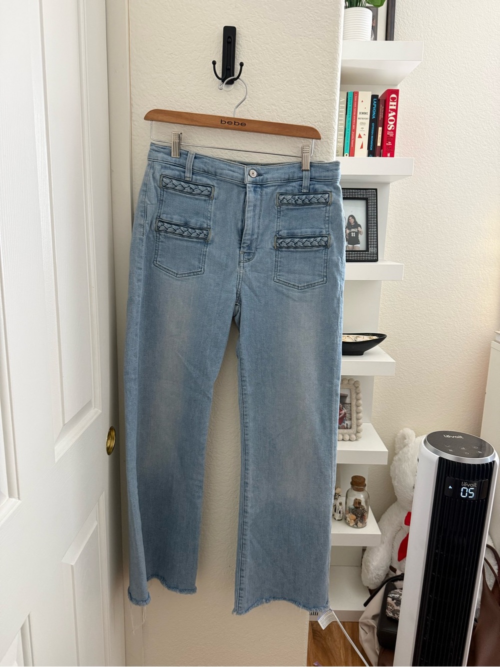 7 For All Mankind Light Blue Braided-Pocket Straight Leg Jeans